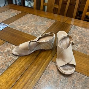 Antonio Melani Wedge Suede Sandal in cream